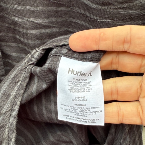 Hurley | Mens Button Down Short Sleeve Shirt Black Gray size XL - Picture 4 of 5